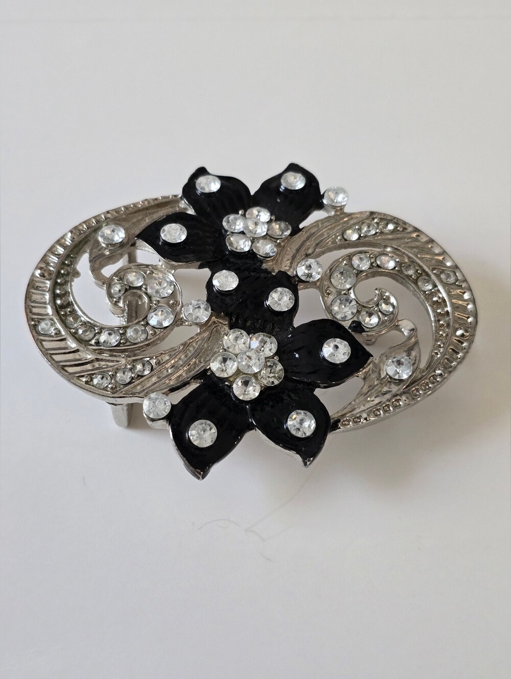 Rhinestone Floral Belt Buckle